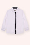 Erkek Çocuk Patı Bant Detaylı Gömlek Beyaz