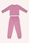 Kız Çocuk Kalp Desen Baskılı 2'li Pijama Takım Pembe