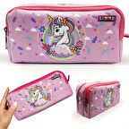 Kalem Kutusu Bahar Unicorn Kalemkutu Vegan Deri İki Bölmeli Kalemlik