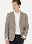 Cacharel Slim Fit Bej Erkek Ekose Ceket ARISA