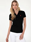 U.S. Polo Assn. Polo Yaka Siyah Kadın T-Shirt GTP-IY025