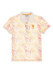 U.S. Polo Assn. Desenli Krem Erkek Çocuk T-Shirt KLOMKIDS
