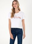 U.S. Polo Assn. Bisiklet Yaka Beyaz Kadın T-Shirt GISELLE