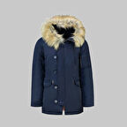 Kürk Kapüşonlu Mavi Kaban