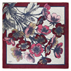 ÇİÇEK DESENLİ BORDO TWİLL İPEK EŞARP