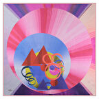 GEOMETRİK DESENLİ PEMBE TWİLL İPEK EŞARP