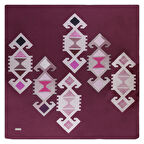 ETNİK DESENLİ TWİLL BORDO İPEK EŞARP