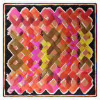 DESENLİ GEOMETRİK KIRMIZI TWİLL İPEK EŞARP