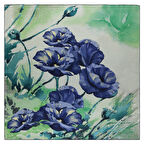 ÇİÇEK DESENLİ SATEN YEŞİL İPEK EŞARP