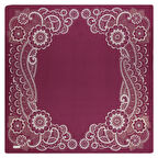 ÇİÇEK DESENLİ VARAKLI MÜRDÜM SATEN İPEK EŞARP