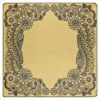 ÇİÇEK DESENLİ VARAKLI GOLD SATEN İPEK EŞARP