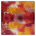 ETNİK DESENLİ SARI SATEN İPEK EŞARP