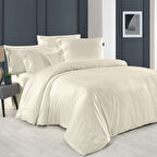 Sarev Monochrome Saten Çift Kişilik Cream Nevresim Takımı
