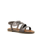 Kadın Taşlı Düz Sandalet [060139] PLATİN, 37