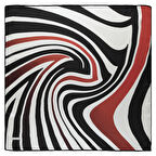 GEOMETRİK DESENLİ SATEN BORDO İPEK EŞARP