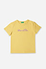 Kız Çocuk Bnt Yazı Logolu T-Shirt - Sarı | 7-8
