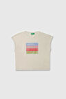 United Colors of Benetton Kız Çocuk T shirt Beyaz BNT-G21766