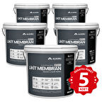 ALKORU 5 Adet 13 KG Bitüm 1K Likit Membran Kauçuk ve Elyaf Katkılı Sıvı Su Yalıtım Malzemesi Avantaj Paket