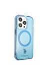 Apple iPhone 14 Pro Uyumlu Kılıf U.S. POLO ASSN. Magsafe Şarj Özellikli Transparan Tasarım Kapak Mavi