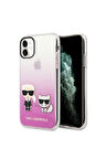 Apple iPhone 11 Uyumlu Kılıf Karl Lagerfeld Sert TPU K&C Dizayn Kapak Pembe