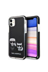 Apple iPhone 11 Uyumlu Kılıf Karl Lagerfeld Kenarları Siyah Silikon K&C Dizayn Kapak
