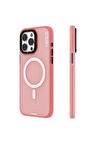 YoungKit iPhone 15 Pro Uyumlu Kılıf Magsafe Şarj Özellikli Youngkit Colored Sand Serisi Kapak Pembe