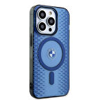 iPhone 15 Pro Uyumlu Kılıf BMW Magsafe Şarj Özellikli Transparan IML Signature Orjinal Lisanslı Mavi