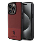 iPhone 15 Pro Kılıf U.S. Polo Assn. Orjinal Lisanslı Suni Deri Baskı Logolu Örgü Desenli Kırmızı