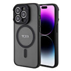 iPhone 15 Pro Kılıf TUMI Orjinal Lisanslı Magsafe Şarj Özellikli Kamera Standlı Buzlu Mat Siyah
