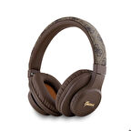 Kulak Üstü Bluetooth Kulaklık Guess Lisanslı PU 4G Desen Metal Logolu Tone On Tone V5.3 Kahverengi
