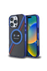 iPhone 16 Pro Max Kılıf BMW Lisanslı Magsafe Özellikli M Logo Üç Renk Çizgi Motorsport Siyah Uyumlu