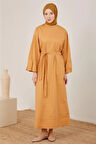 Gabardin Kuşaklı Spor Elbise-Camel | 1