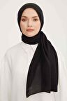 Armine Trend Siyah Düz Renk Pırıltı Şal 1-83