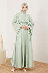 Kadın Belden Dökümlü Şık Elbise - Mint Yeşili | 44