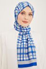 Armine Trend Mavi-Gri Ekose Desen Modal Şal 4713-18