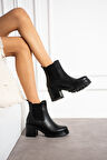 Kadın Yanı Lastikli Su ve Soğuk Geçirmez Kaymaz Taban Kalın Topuklu Chelsea Bot T02