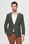 Ds Damat Regular Fit Yeşil Armürlü Çift Yırtmaçlı Yünlü Blazer Kumaş Ceket 3HF04IR224361