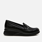 Hakiki Deri Siyah Kadın Loafer