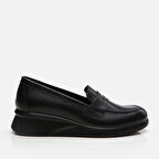 Hakiki Deri Siyah Kadın Loafer