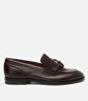 Erkek Deri Kahverengi Püskül Detaylı Klasik Loafer