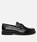 Erkek Deri Siyah Toka Detaylı Klasik Loafer