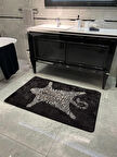 Leopar Desen Yıkanabilir 80x120 Tekli Banyo Paspası - Siyah