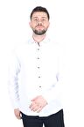 Cengiz İnler Yaka Düğmeli Pamuk Saten Slim Fit Düz Erkek Gömlek