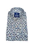 Standart Yaka Puantiye Çiçek Desen Gömlek Slim