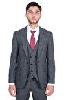 Cengiz İnler Sivri Yaka Çift Taraflı Yelekli Erkek Takım Elbise