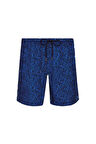  Erkek Deniz Havuz Şortu Desenli Gale S270 Mavi | XXL