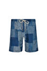 Erkek Deniz Havuz Şortu Desenli Tom S280 Koyu Lacivert | XXL