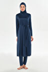 Tam Boy Likralı Tam Kapalı Uzun Tesettür Mayo 3133 Açık Lacivert03 | L