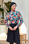 Tam Kapalı Tesettür Mayo Yarım Desenli 3401 Siyah | L