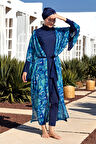 UV Korumalı Mayo Üzerine Tek Pareo Kimono 1714 Mavi | 3